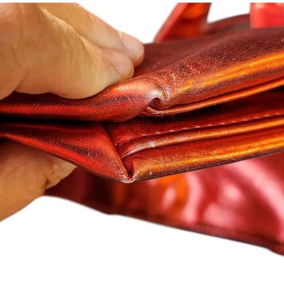 Disney Parks Red Metallic Rhinestone Mickey Mouse Tote Bag Faux Leather Flawed - Picture 8 of 8